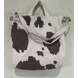 Baggu Duck Bag Canvas Cow Print Tote Bag White & Brown